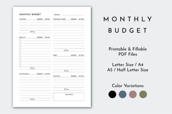 Download Minimalist Monthly Budget Planner Page - Monthly budget planner Collection